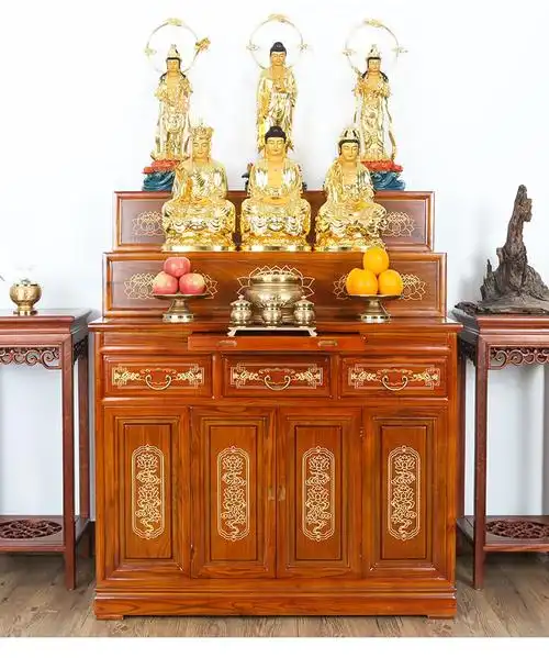 藏式实木供桌佛台家用多层套柜香案供台神台三层供佛桌子立柜佛龛 128
