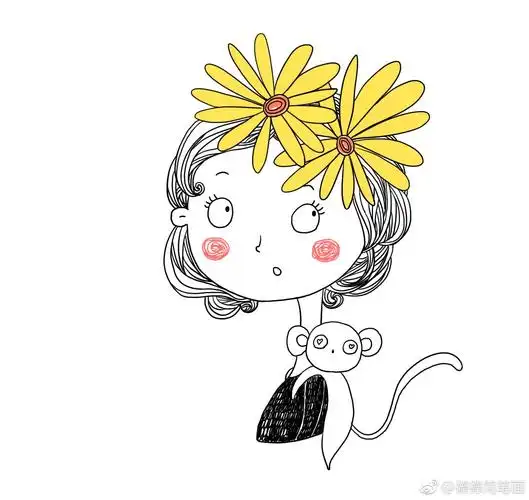 手绘插画森系唯美小清新文艺少女