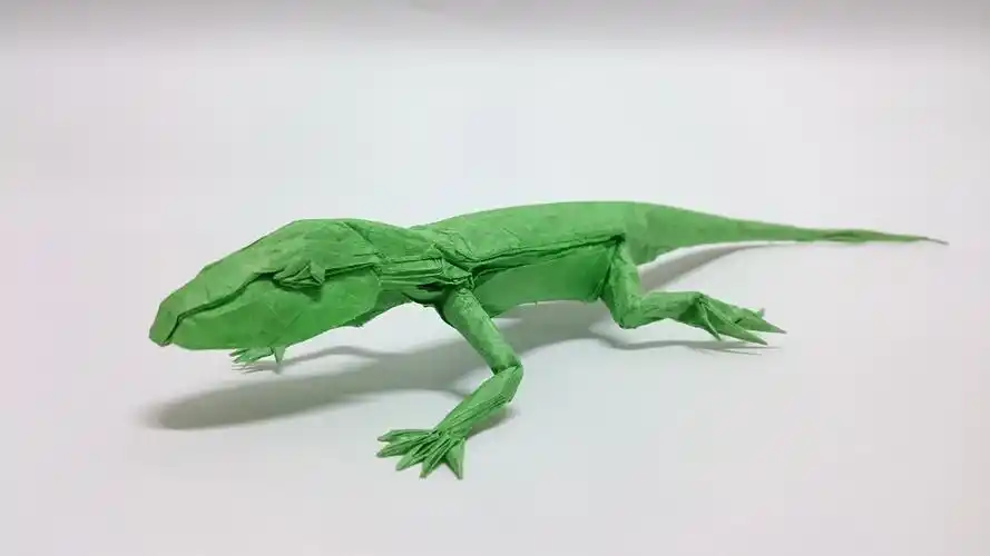 现代折纸动物折纸仿真蜥蜴手工折纸教程纸的折法折纸大壁虎折纸图纸