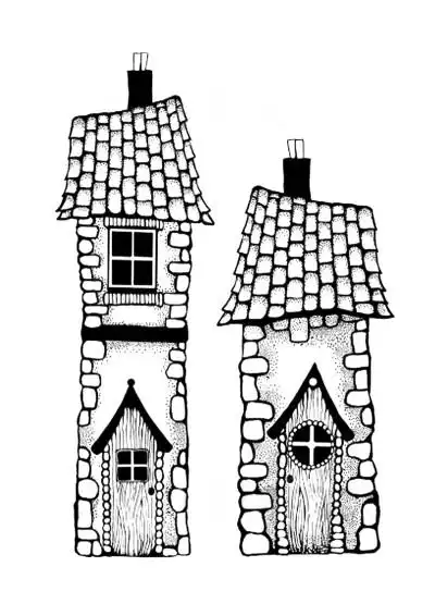 小朋友房子线描