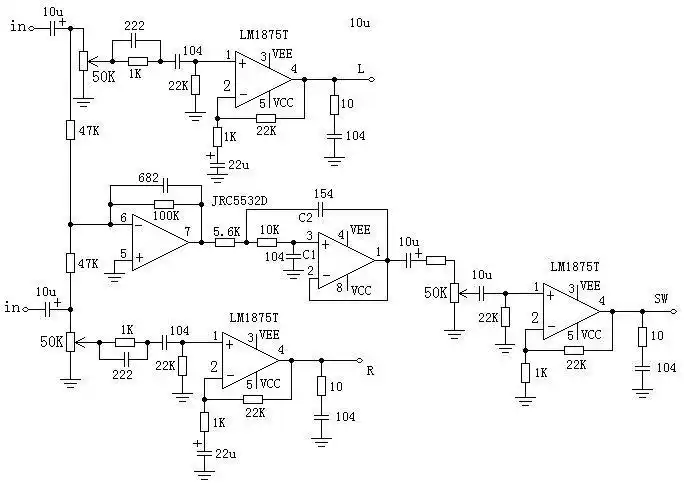 有谁diy过1875 2.1功放,求个电路图,感激不尽