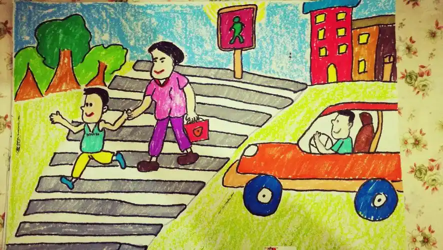 交通安全篇——过马路走斑马线,红灯停绿灯行