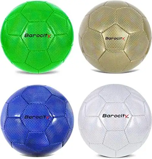 barocity 彩虹足球 4 件套 – 官方比赛球带反光六角图案,适合室内和