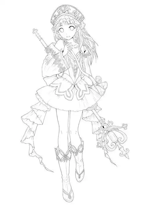 线稿全身漫画卡通人物绘画