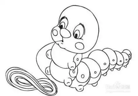 小蚕吐丝简笔画