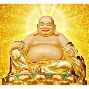 新款5d魔方钻石画十字绣弥勒佛大肚菩萨佛像人物笑口常开笑佛挂画
