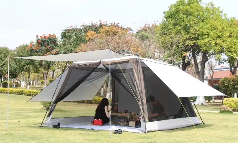 迪卡侬(decathlon) 户外天幕帐篷自动铝杆野餐露营防雨涂银防晒防蚊