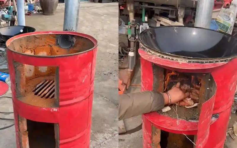 太厉害!安徽一男子将废弃油桶改造成饭土灶,网友:好像要一个