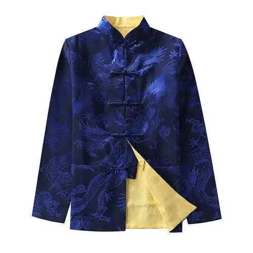 春秋新款男士丝绸唐装外套中国国风功夫宽松唐装