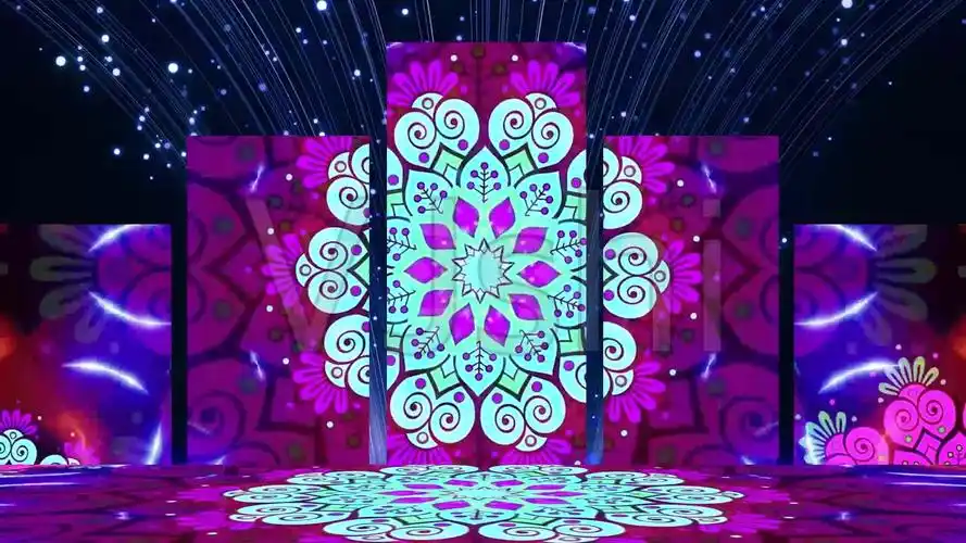 视频素材 舞台背景 动感背景 新疆舞草裙舞分屏跑屏 已实名验证来自