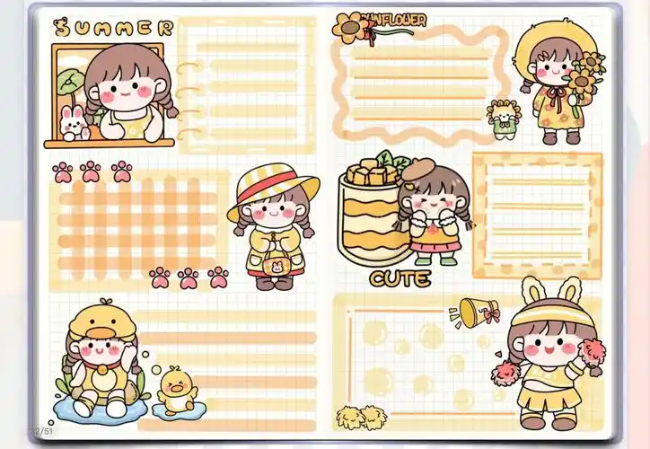 电子手账模板小合集黄色系芝芝酱