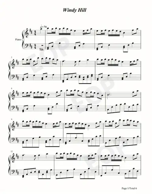 钢琴谱windyhill