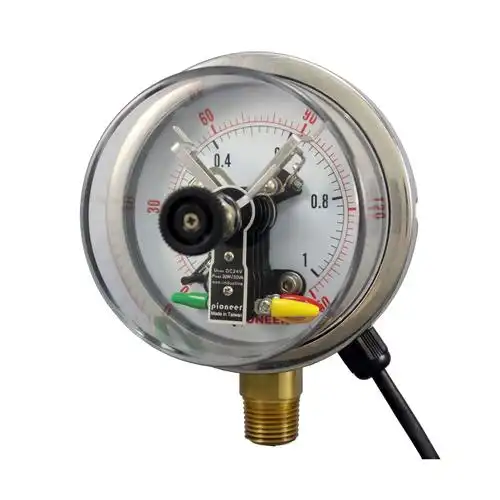 优质100mm径向电接点压力表 电触点压力表 上下限报警接点压力表