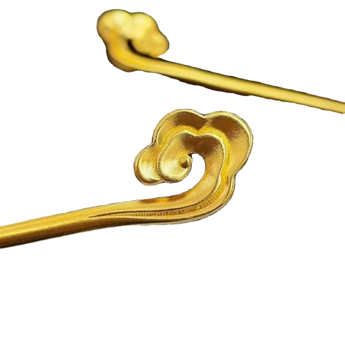 古法沙金宝钗祥云发簪盘发古典简约中国风首饰发饰民族风簪子