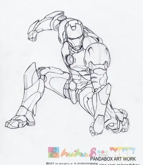 钢铁侠卡通图片简笔画怎么画简笔画教程绘画吧-画画