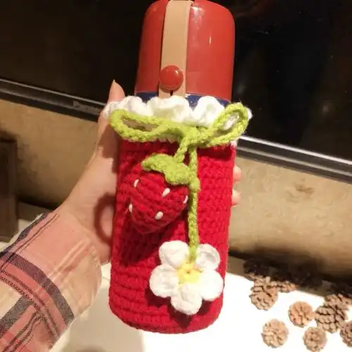 辉航睿盛 手工水杯套毛线编织diy制作防烫卡通杯子套勾钩针材料包 黑