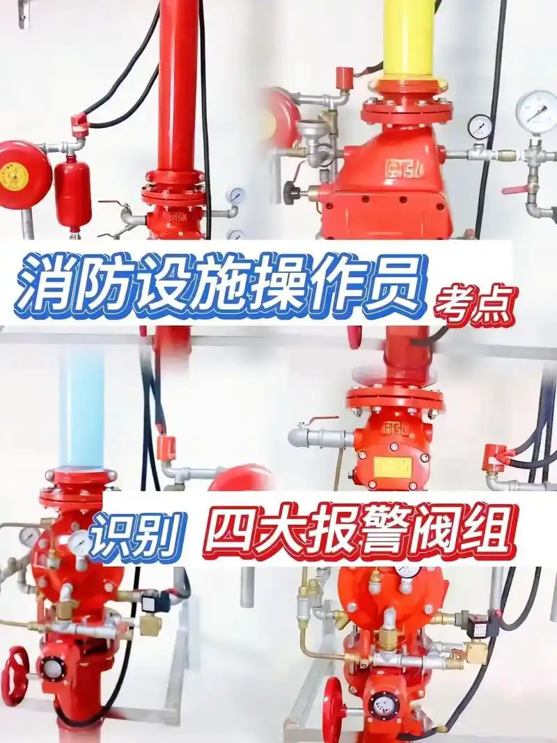 消防设施操作员必考 自动喷水灭火系统包括四大报警阀组: 16615
