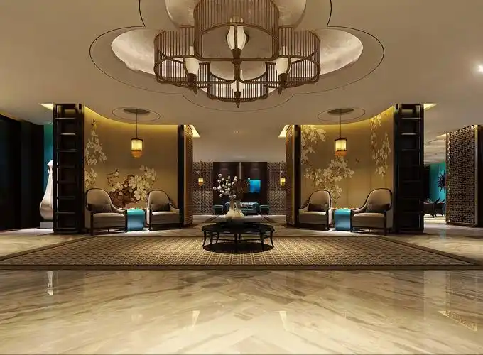 现代中式酒店的大堂