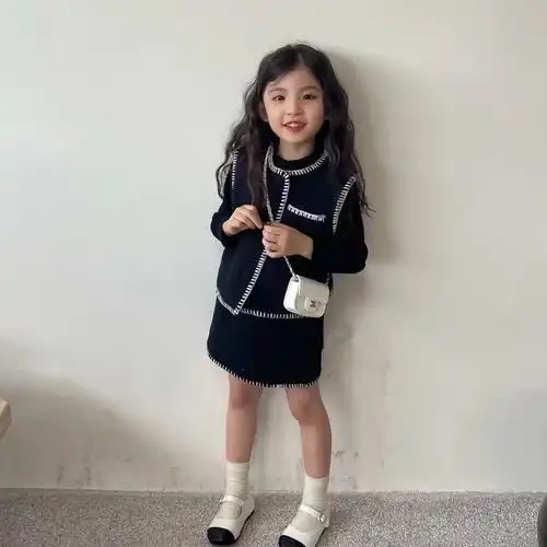 小女孩黑色弹力秋裤秋冬童装儿童女男童保暖衣加厚卫衣小中大童中高领