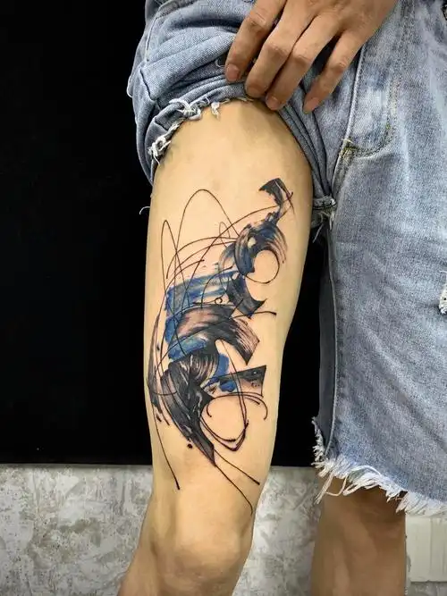 大腿 泼墨_纹身图案手稿图片_陈传杰的纹身作品集