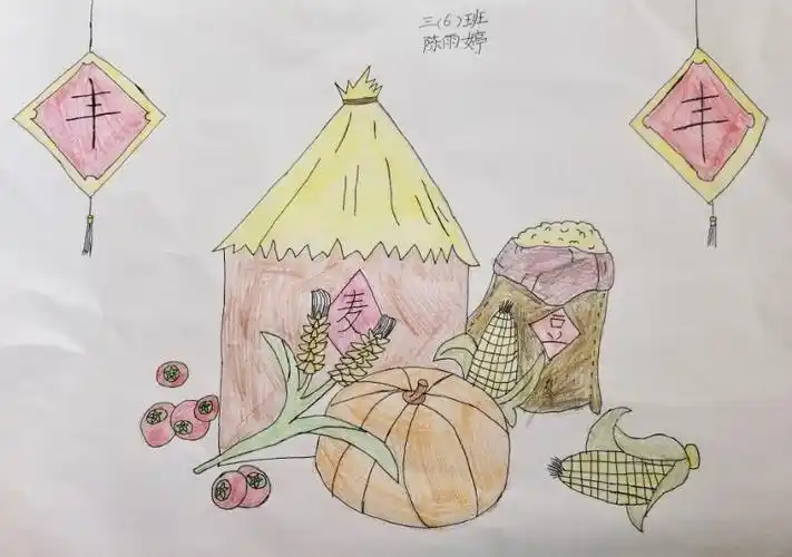 洋浦第一小学美术课推送《五谷丰登》简笔画