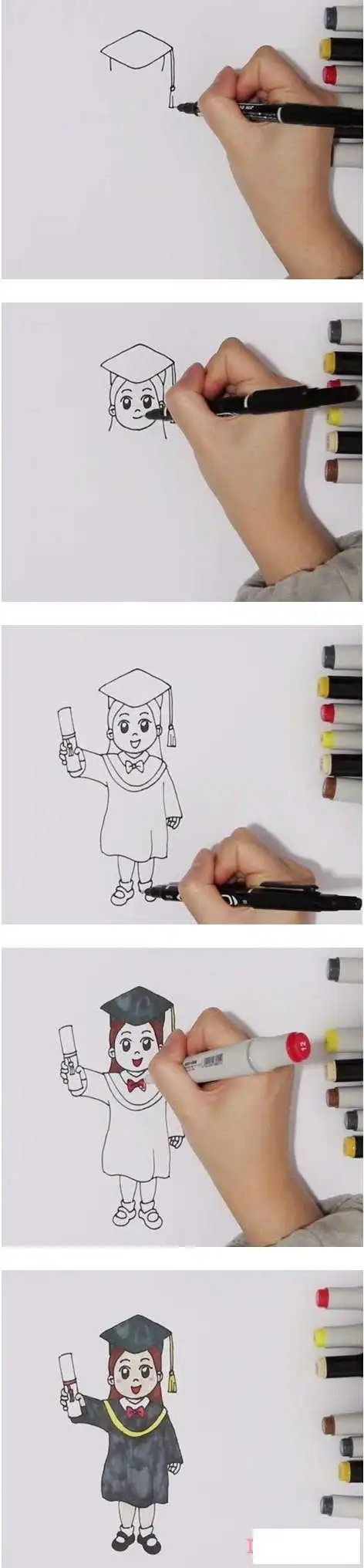 怎么画女博士简笔画步骤教程涂色简单