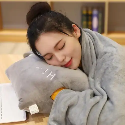 办公室暖手抱枕被子两用靠垫三合一女生可爱午睡抱枕被