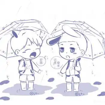 上学路上_撒野蒋丞顾飞q版绘画作品