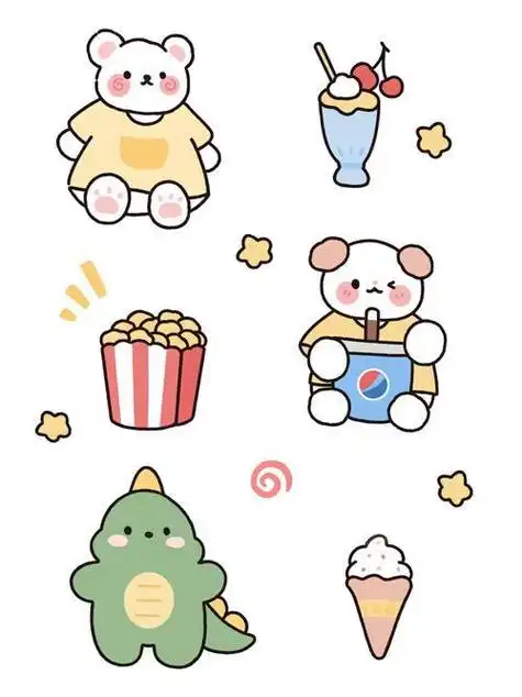 网红可爱简笔画颜色