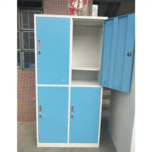 更衣柜厂家直供四门铁皮衣柜员工学生宿舍带锁铁皮更衣柜现货