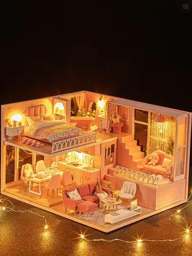 diy小屋手工制作迷你小房子艺术别墅拼装模型儿童生日礼物女玩具