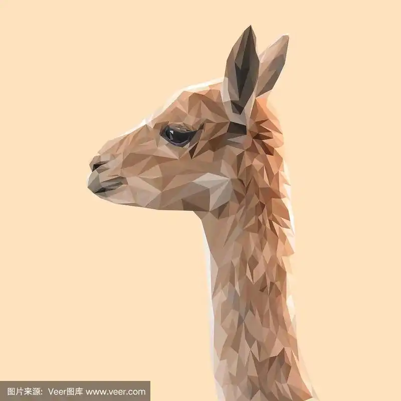 羊驼低聚设计.三角形矢量插图.