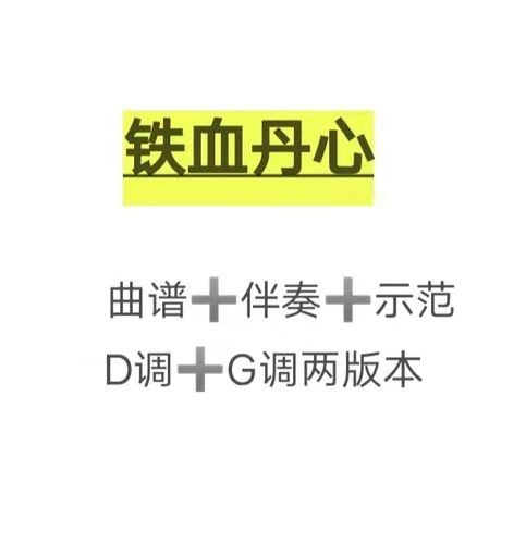 铁血丹心d调g调伴奏 示范 曲谱,初学古筝流行曲伴奏