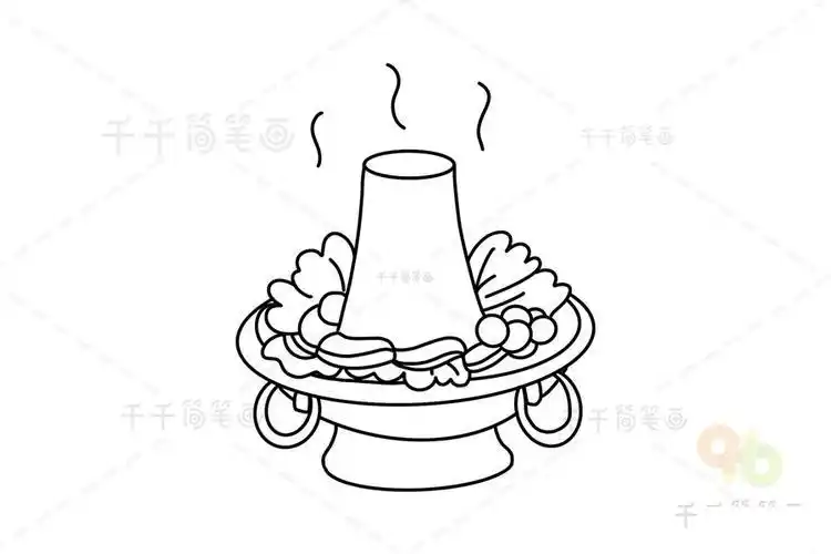 老北京铜火锅 卡通简笔画儿童画教程老火锅简笔画如何画一个老北京
