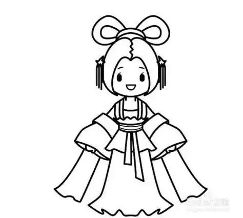 简笔画古代人物可爱的女生