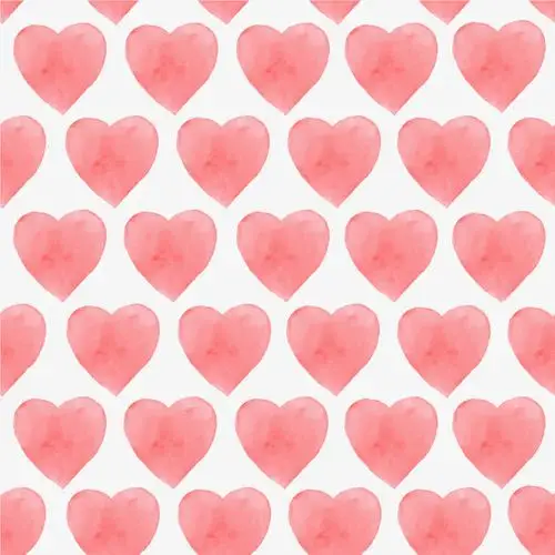 水彩心形平铺图案