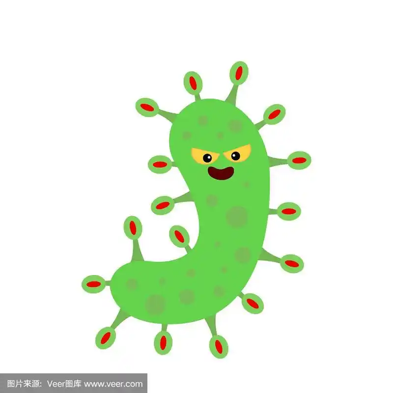 一个有着明亮橙色眼睛的微生物卡通人物