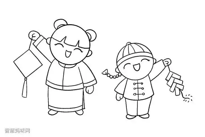 庆新年简笔画教你画可爱的中国娃