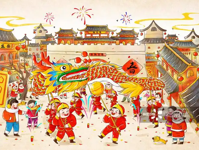 庙会舞龙图片素材