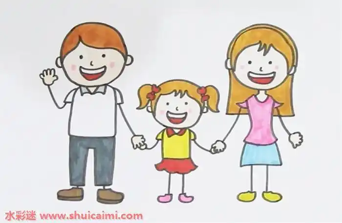一家人怎么画一家人简笔画彩色