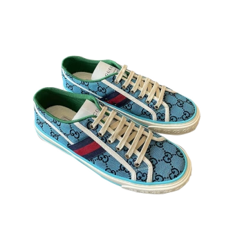 gucci古驰男士蓝色1977系列帆布运动鞋ak蓝色英码6
