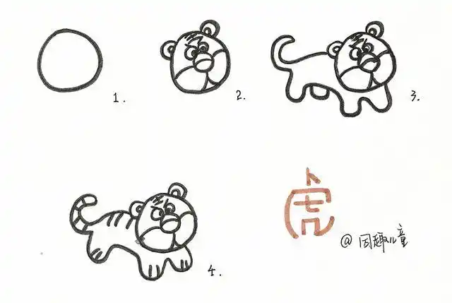 如何画老虎简笔画步骤图解