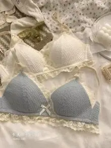 日系蕾丝内衣少女无钢圈显小胸薄款甜美上托防下垂舒适文胸罩套装