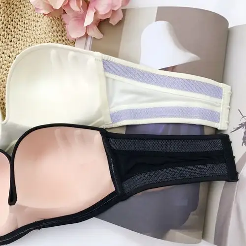 实拍实价内衣无肩带文胸隐形聚拢防滑无痕胸贴婚纱礼服 白色 32a/70a