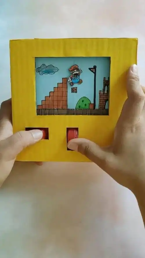 用快递纸箱自制超级玛丽游戏机,操作简单又好玩,80后小时候的美好记忆