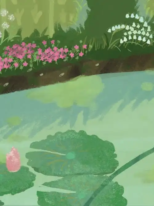 荷塘田野03蒲公英 水藻 荷叶莲藕 小草小花#我是原创插画师  #插画