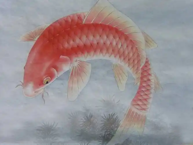 韦律练作品工笔画鲤鱼系列