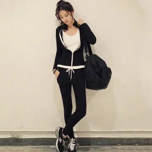 宽松运动套装女春秋2018新款潮韩版时尚休闲装卫衣运动服三件套_7折