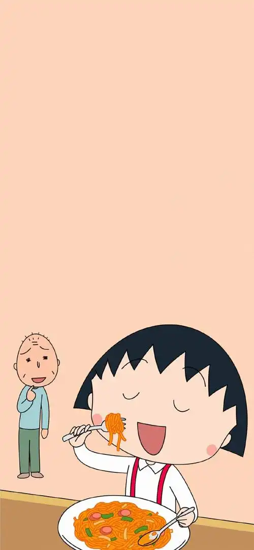 樱桃小丸子全面屏手机壁纸