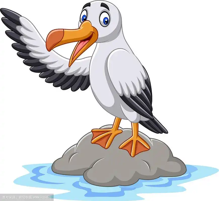 卡通可爱的信天翁挥手